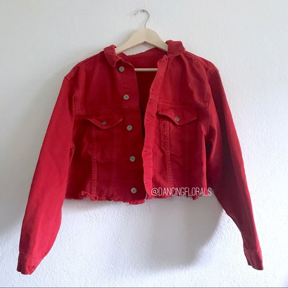brandy melville red denim jacket